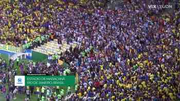 Incidentes en las gradas post himnos en el Brasil vs Argentina