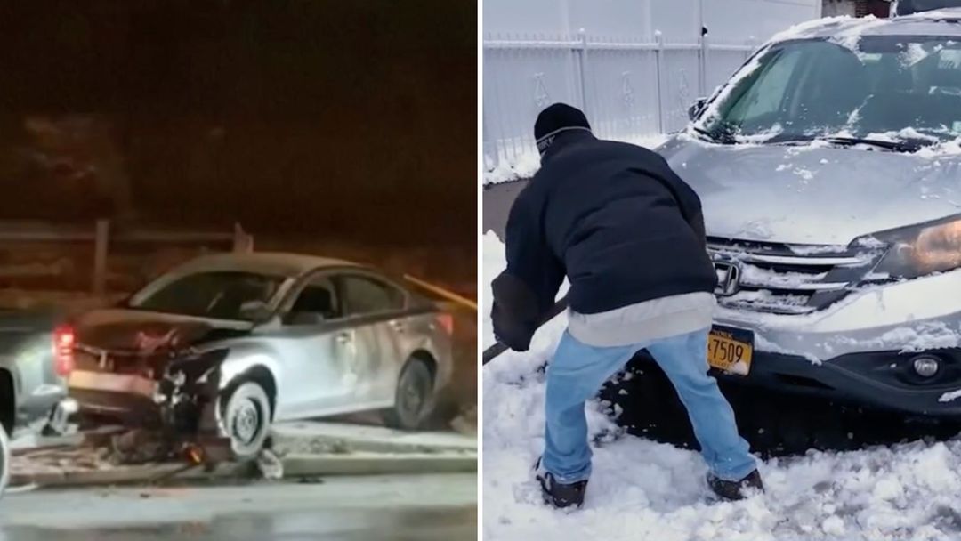 Accidentes y autos enterrados en la nieve: imágenes del azote de poderosa nevada al noreste de EEUU | ViX